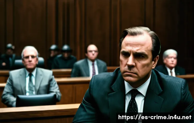 BTK 살인범의 자백과 법정에서의 태도 분석 - A dark courtroom scene capturing a tense psychological battle during a high-profile trial, focusing ...