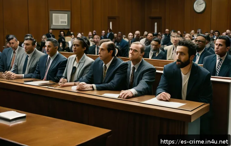 오제이 심슨 O J  Simpson  사건 개요와 법정 공방 - A detailed courtroom scene during a high-profile trial in Los Angeles, featuring a diverse jury and ...
