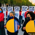 Home 22 오제이 심슨 사건의 사회적 파급 효과 - A diverse group of Spanish-speaking activists holding peaceful protest signs advocating for racial e...